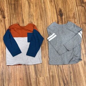 Jumping Beans Orange and Blue Colorblock & Gray Striped Long Sleeve Tees